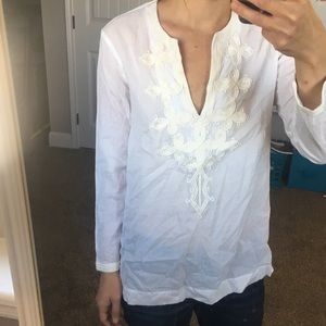 J Crew Tunic style top with embroidery detail